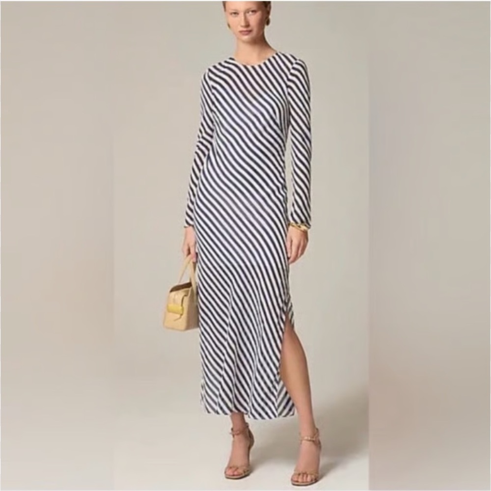 J. Crew Black and White Striped Long Sleeve Dress size 6